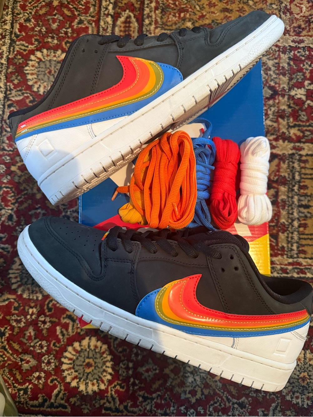 Nike SB Dunk Low Polaroid - Men’s Black Low-Top Sneakers with Rainbow Swoosh